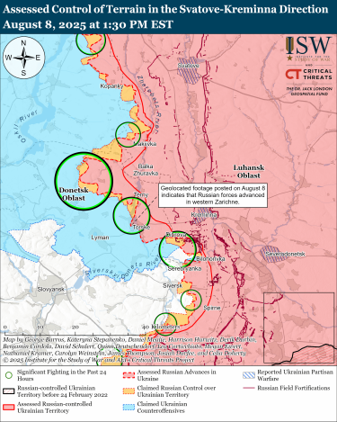 Фото 6 — Карта бойових дій в Україні на 9 серпня 2025 року