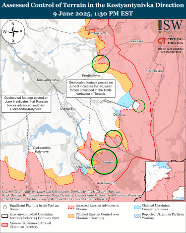 Фото 7 — Карта бойових дій в Україні на 10 червня 2025 року
