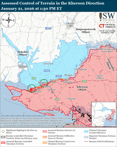 Фото 3 — Карта бойових дій в Україні на 22 січня 2026 року
