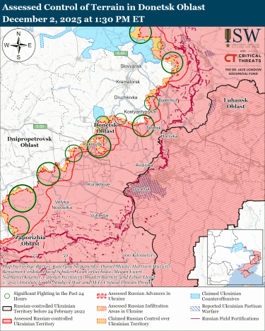 Фото 2 — Карта боевых действий в Украине на 3 декабря 2025 года