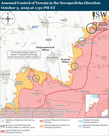 Фото 12 — Карта бойових дій в Україні на 4 жовтня 2025 року