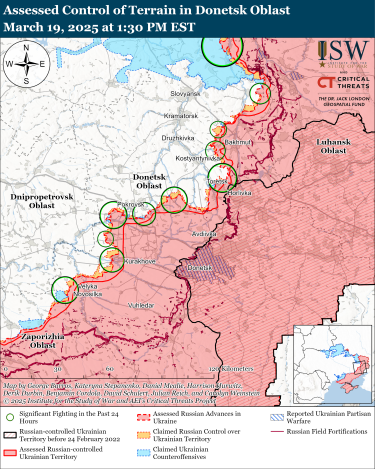 Фото 2 — Карта бойових дій в Україні на 21 березня 2025 року