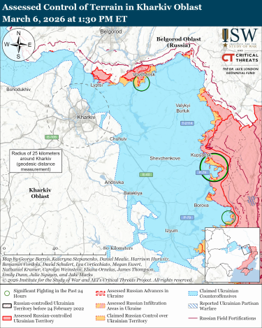 Фото 4 — Карта бойових дій в Україні на 7 березня 2026 року