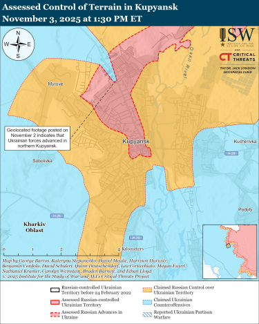 Фото 13 — Карта бойових дій в Україні на 4 листопада 2025 року
