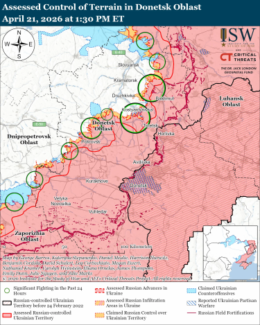 Фото 2 — Карта боевых действий в Украине на 22 апреля 2026 года