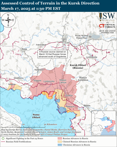 Фото 5 — Карта бойових дій в Україні на 19 березня 2025 року