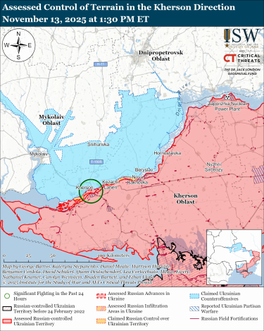 Фото 4 — Карта бойових дій в Україні на 14 листопада 2025 року
