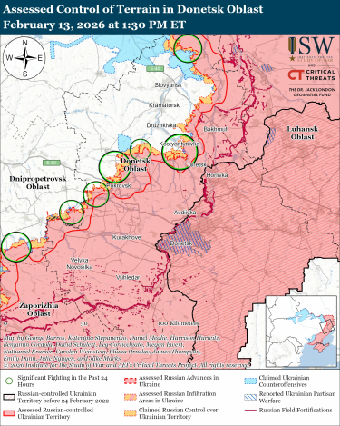 Фото 2 — Карта бойових дій в Україні на 14 лютого 2026 року
