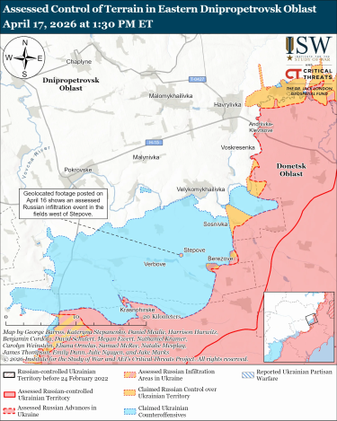 Фото 11 — Карта боевых действий в Украине на 18 апреля 2026 года