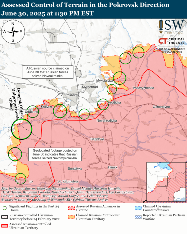 Фото 5 — Карта боевых действий в Украине на 1 июля 2025 года