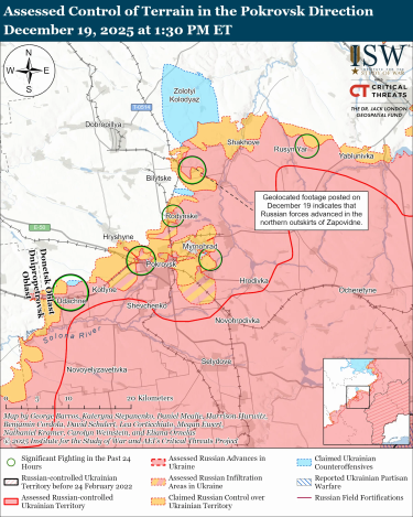 Фото 13 — Карта бойових дій в Україні на 20 грудня 2025 року