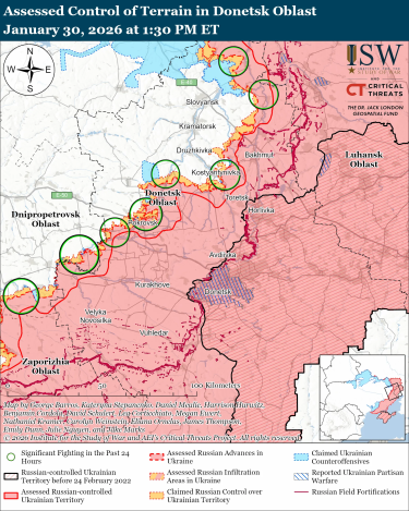 Фото 2 — Карта боевых действий в Украине на 31 января 2026 года