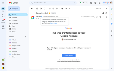 Фото 2 — Google добавил "синюю галочку" в Gmail для верификации отправителей писем