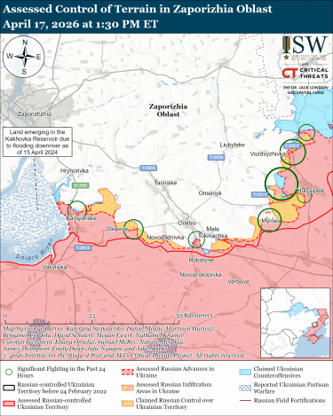 Фото 13 — Карта боевых действий в Украине на 18 апреля 2026 года
