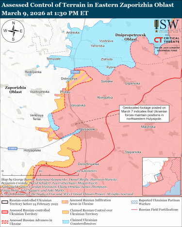 Фото 9 — Карта боевых действий в Украине на 10 марта 2026 года