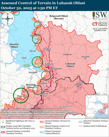 Фото 3 — Карта бойових дій в Україні на 31 жовтня 2025 року
