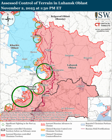 Фото 9 — Карта бойових дій в Україні на 3 листопада 2025 року