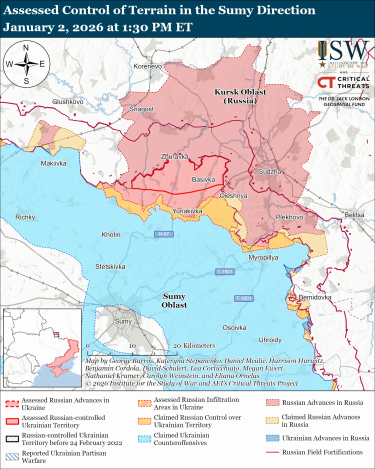 Фото 2 — Карта бойових дій в Україні на 3 січня 2026 року
