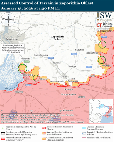 Фото 5 — Карта бойових дій в Україні на 16 січня 2026 року