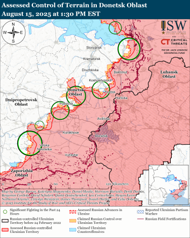 Фото 5 — Карта бойових дій в Україні на 16 серпня 2025 року