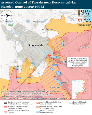 Фото 11 — Карта боевых действий в Украине на 10 марта 2026 года