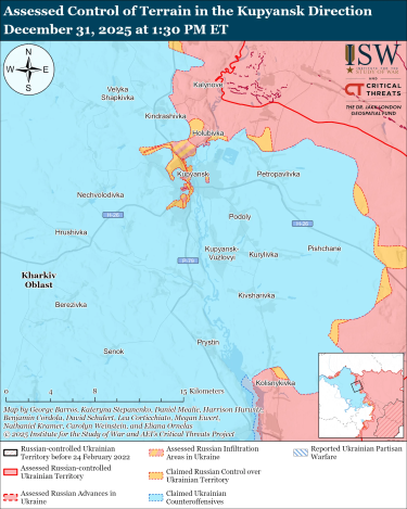 Фото 9 — Карта боевых действий в Украине на 1 января 2026 года