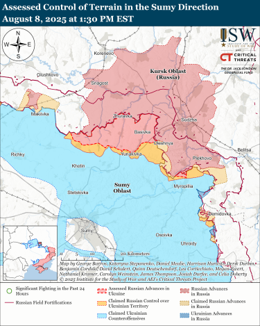 Фото 7 — Карта бойових дій в Україні на 9 серпня 2025 року