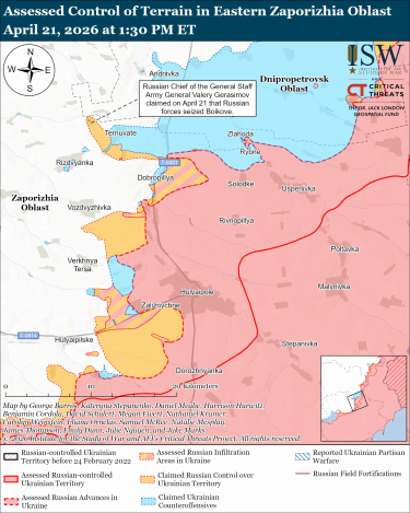 Фото 16 — Карта боевых действий в Украине на 22 апреля 2026 года