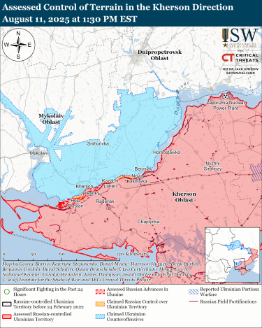 Фото 9 — Карта бойових дій в Україні на 12 серпня 2025 року