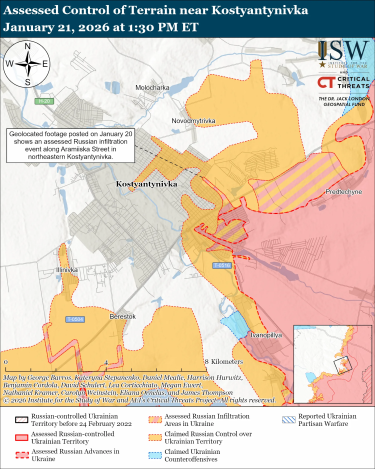 Фото 6 — Карта бойових дій в Україні на 22 січня 2026 року