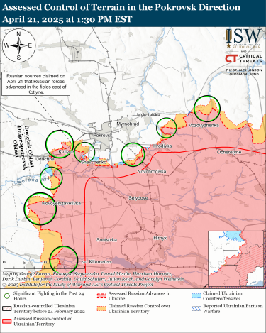Фото 13 — Карта бойових дій в Україні на 23 квітня 2025 року