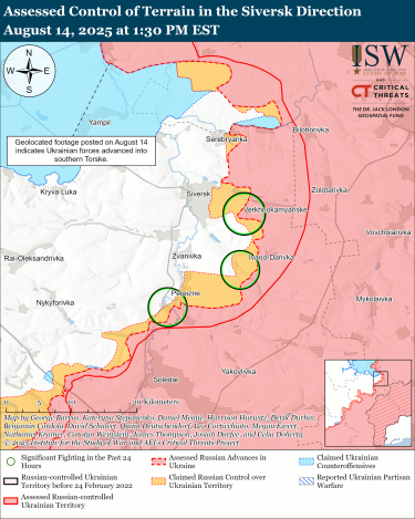 Фото 8 — Карта бойових дій в Україні на 15 серпня 2025 року