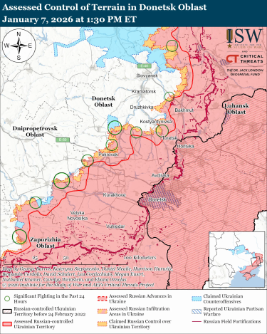 Фото 2 — Карта бойових дій в Україні на 8 січня 2026 року
