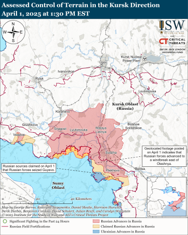 Фото 5 — Карта бойових дій в Україні на 3 квітня 2025 року