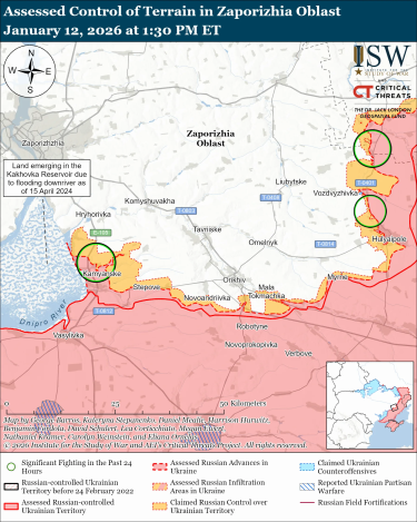 Фото 5 — Карта бойових дій в Україні на 13 січня 2026 року
