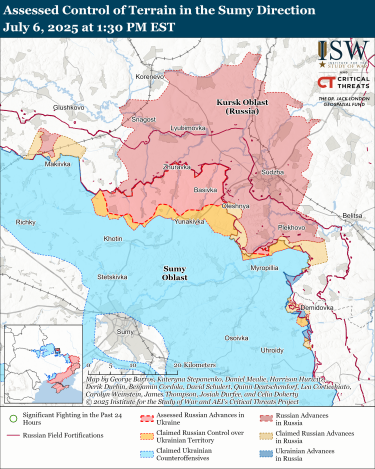 Фото 10 — Карта бойових дій в Україні на 7 липня 2025 року