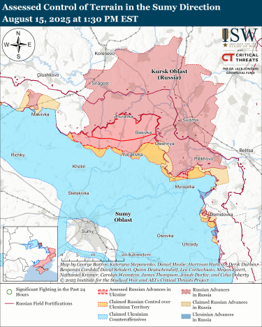 Фото 9 — Карта бойових дій в Україні на 16 серпня 2025 року
