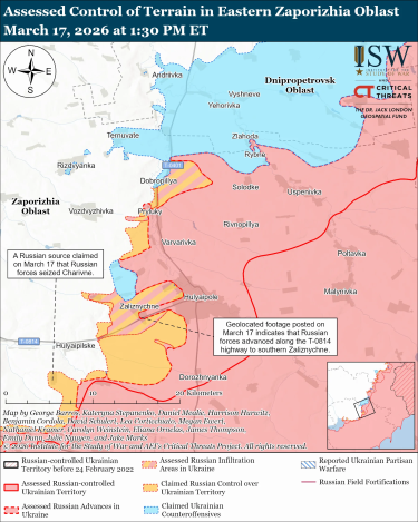 Фото 11 — Карта боевых действий в Украине на 18 марта 2026 года