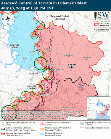 Фото 10 — Карта бойових дій в Україні на 19 липня 2025 року
