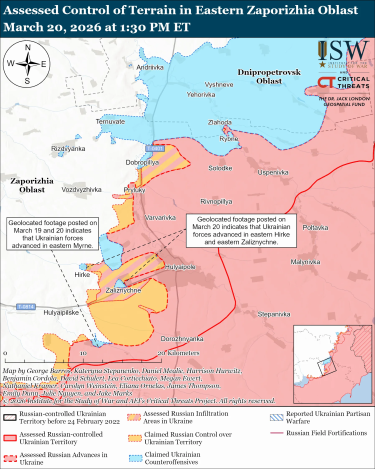 Фото 12 — Карта боевых действий в Украине на 21 марта 2026 года