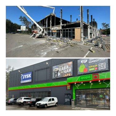 Фото 7 — JYSK открыл восстановленный магазин в уничтоженном в начале войны ТЦ в Гостомеле (ФОТО)