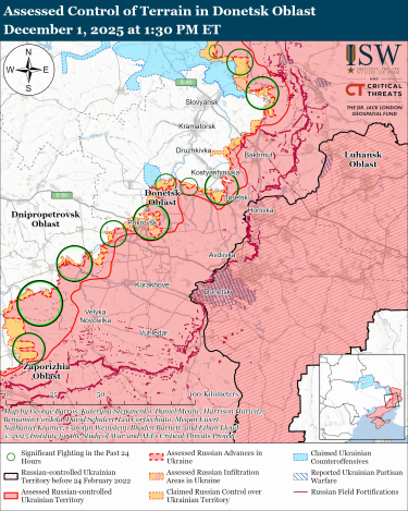 Фото 2 — Карта боевых действий в Украине на 2 декабря 2025 года