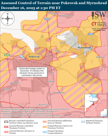 Фото 7 — Карта бойових дій в Україні на 17 грудня 2025 року