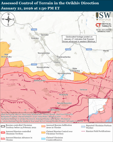Фото 10 — Карта бойових дій в Україні на 22 січня 2026 року