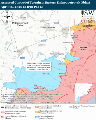 Фото 10 — Карта бойових дій в Україні на 17 квітня 2026 року
