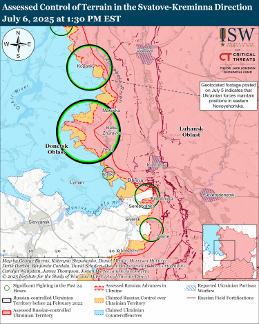 Фото 3 — Карта бойових дій в Україні на 7 липня 2025 року