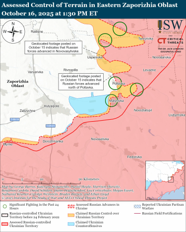 Фото 14 — Карта боевых действий в Украине на 17 октября 2025 года