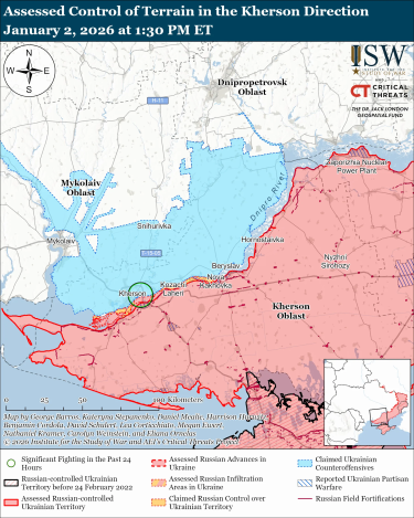 Фото 5 — Карта бойових дій в Україні на 3 січня 2026 року