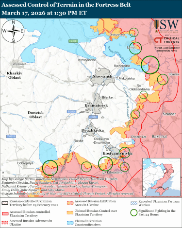 Фото 5 — Карта боевых действий в Украине на 18 марта 2026 года
