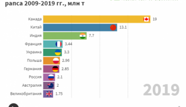 Фото 2 — Украина вошла в ТОП-5 мировых производителей рапса в 2019 году